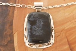 2 1/2" long Genuine Pietersite Sterling Silver Native American Pendant